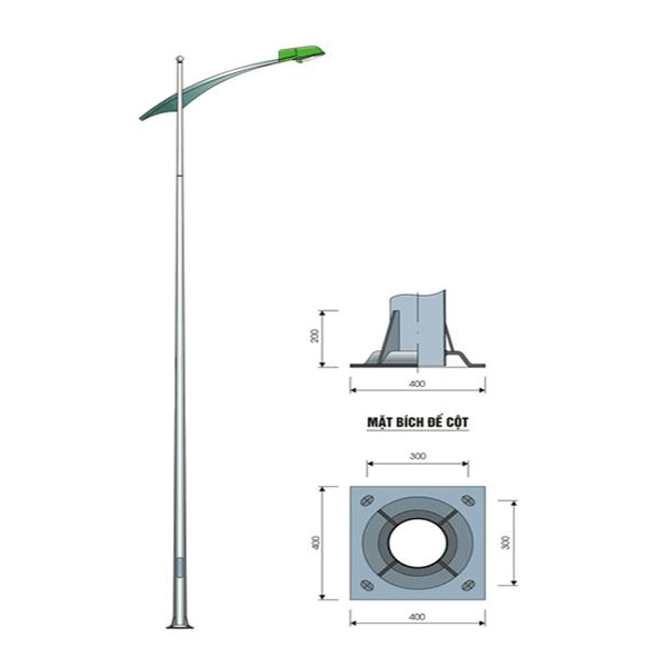 CỘT THÉP BÁT GIÁC CẦN ĐƠN